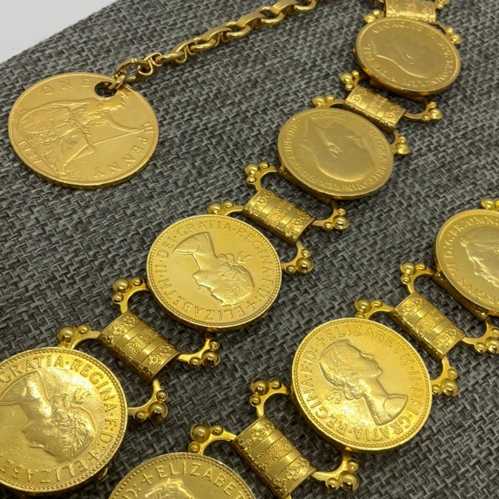 Vintage 60s British Heavy Half Penny Coin Link Belt